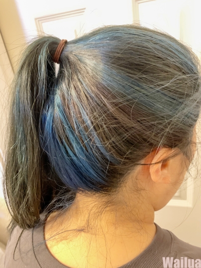 ブルーの髪のロングヘアー