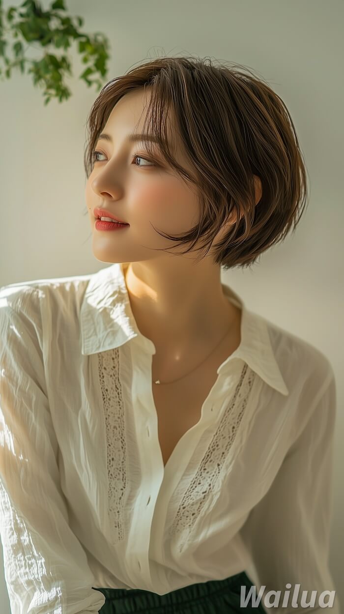 くせ毛　ショートヘアー