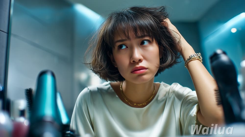 くせ毛で悩んでいる女性