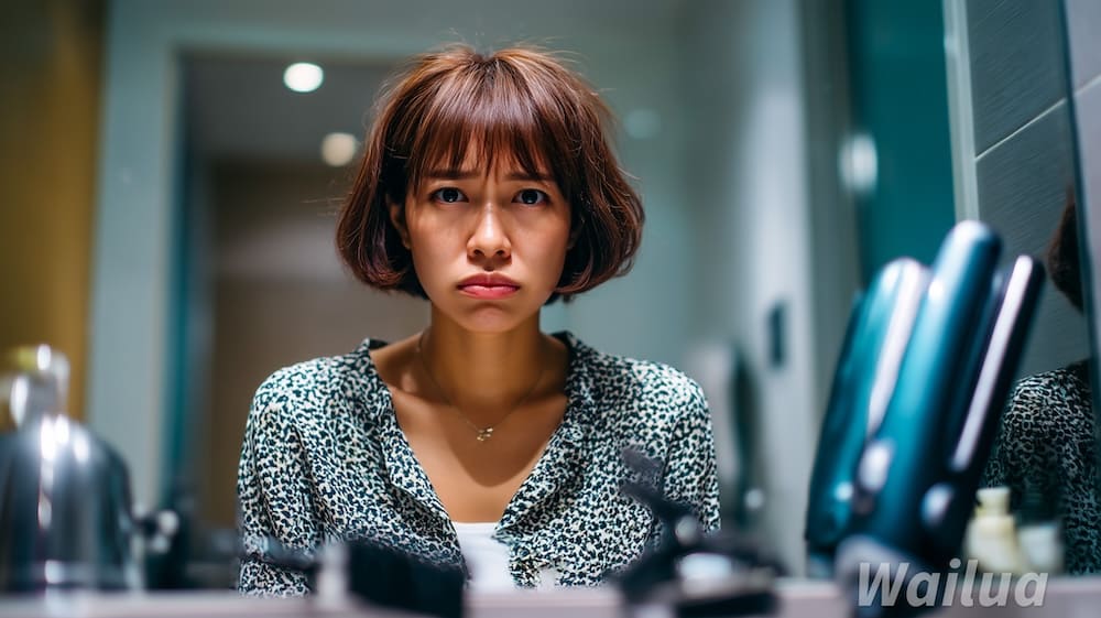 くせ毛で悩んでいる女性
